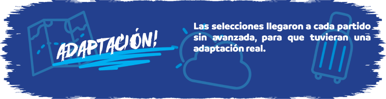 Adaptaci&oacute;n - Las selecciones llegaron a cada partido sin avanzada, para que tuvieran una adaptaci&oacute;n real.